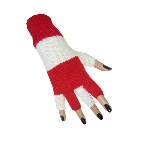 Vingerloze handschoenen rood/wit