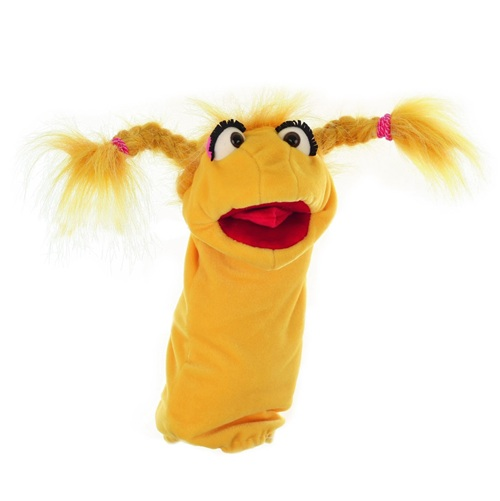Living puppets handpop gele sok