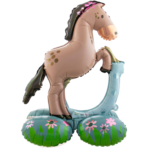 Staande folieballon Paard met voetje 74cm