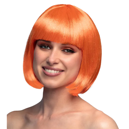 Boblijn pruik oranje kort