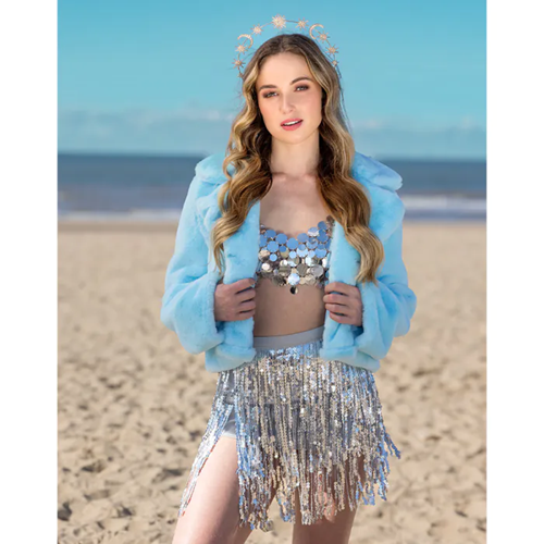 Jasje Fluffy Rave lichtblauw