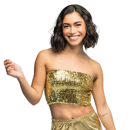 Top Sparkle goud stretch
