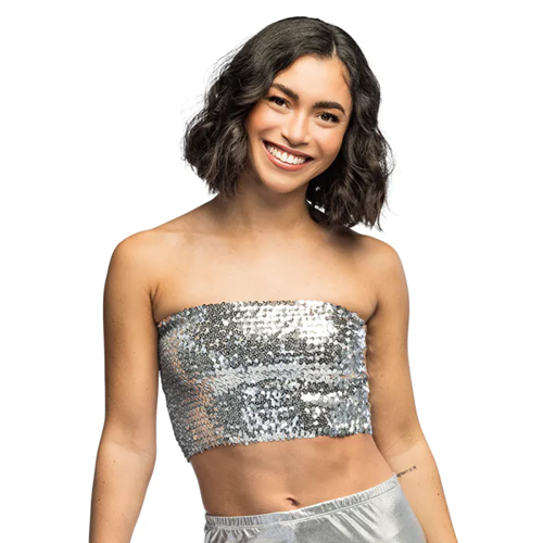 Top Sparkle zilver stretch