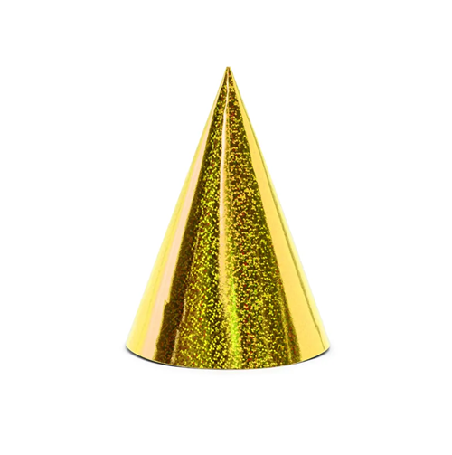 Feesthoedjes glitter goud 6st