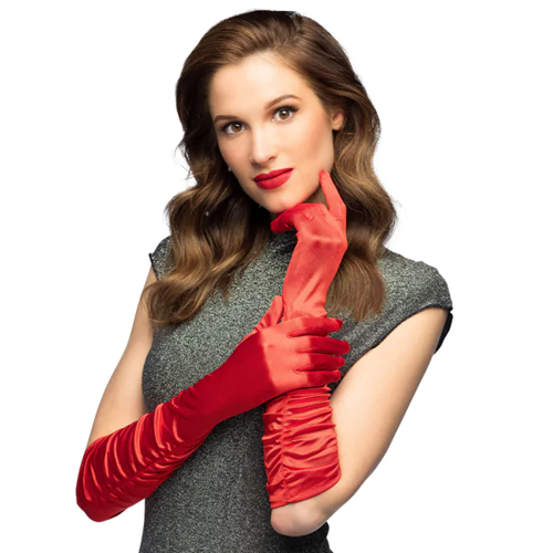 Gala handschoenen rood elleboog