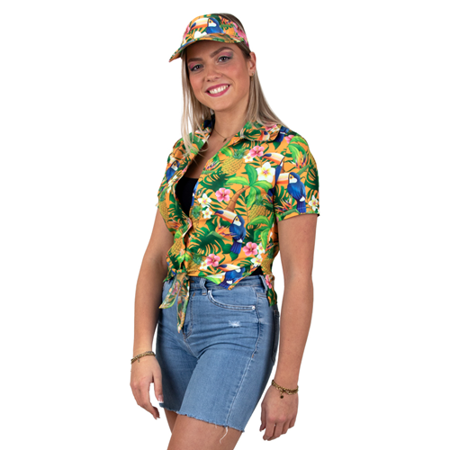 Hawaii blouse met zonneklep oranje