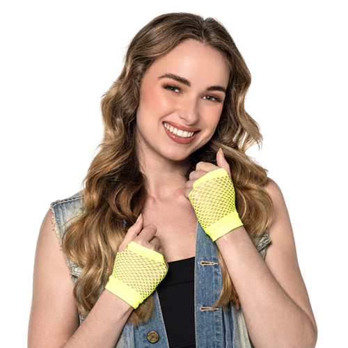 Nethandschoenen kort neon geel