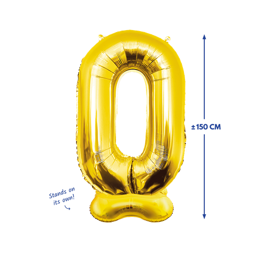 Folieballon 0 met voet goud 150cm