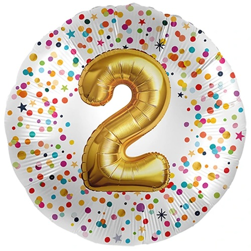 Folieballon Confetti goud 2 jaar