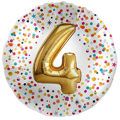 Folieballon Confetti goud 4 jaar