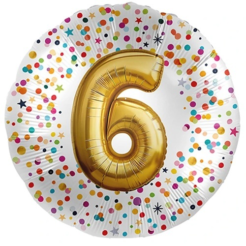 Folieballon Confetti goud 6 jaar