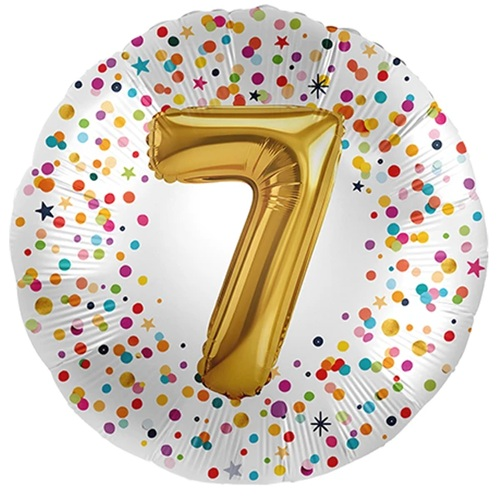 Folieballon Confetti goud 7 jaar