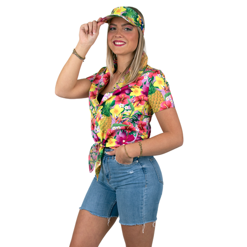 Hawaii blouse met zonneklep roze