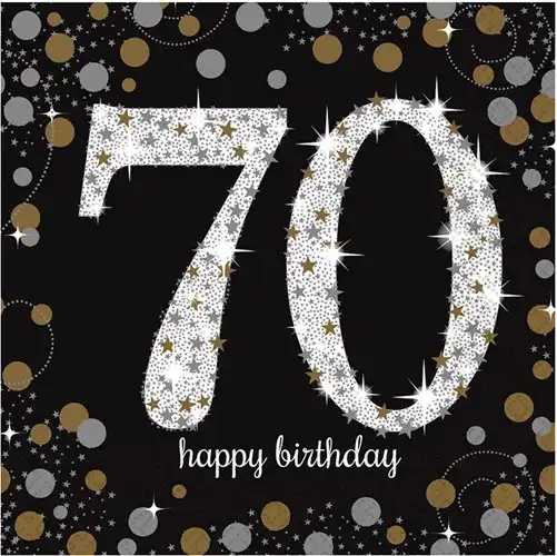 Servetten 70 jaar sparkling gold 16st