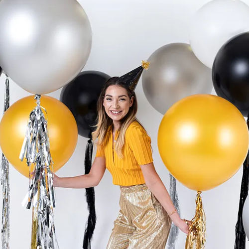 Ballon rond 60cm silver snow metallic per stuk