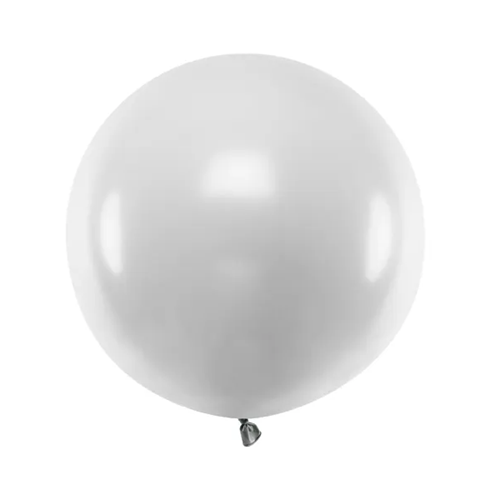 Ballon rond 60cm silver snow metallic per stuk