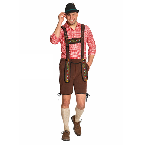 Lederhose Johann bruin kort met verstelbare bretels
