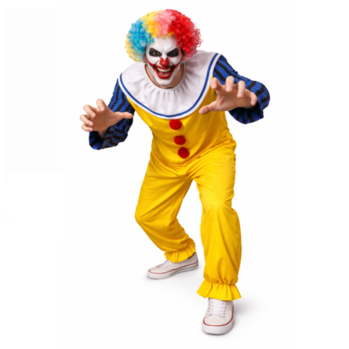 Scary clown jumpsuit met pruik