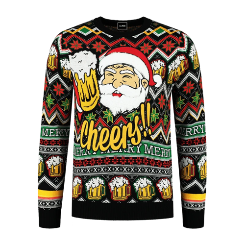 Foute kersttrui Santa cheers met baard