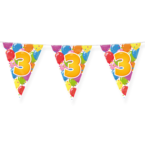 Vlaggenlijn 3 jaar Fun balloons 10m