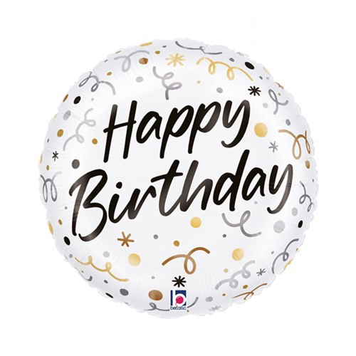 Folieballon Happy birthday streamers 46cm