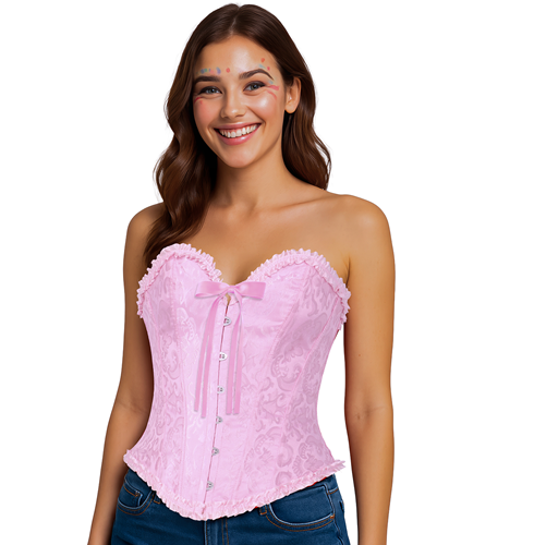 Korset roze met barokpatroon