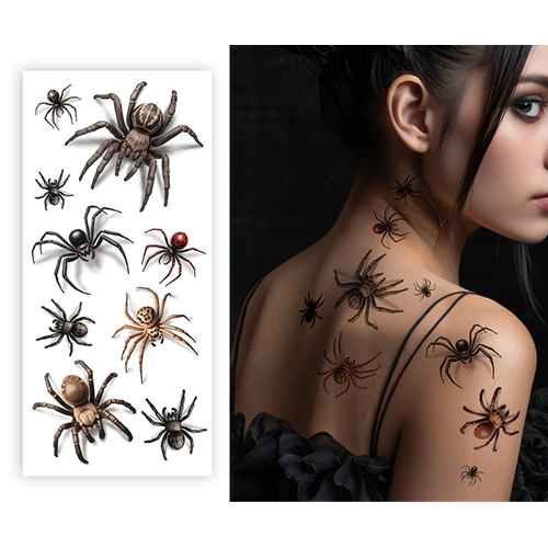 Tattoo crawling spiders met schaduw