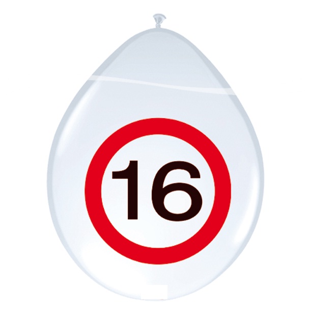 Ballonnen 16 jaar verkeersbord
