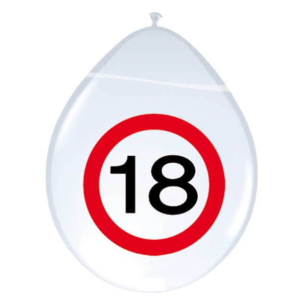 Ballonnen 18 jaar verkeersbord