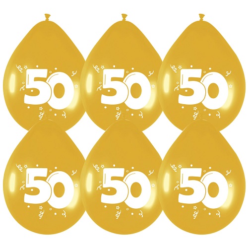 Ballonnen 50 metallic goud 6st