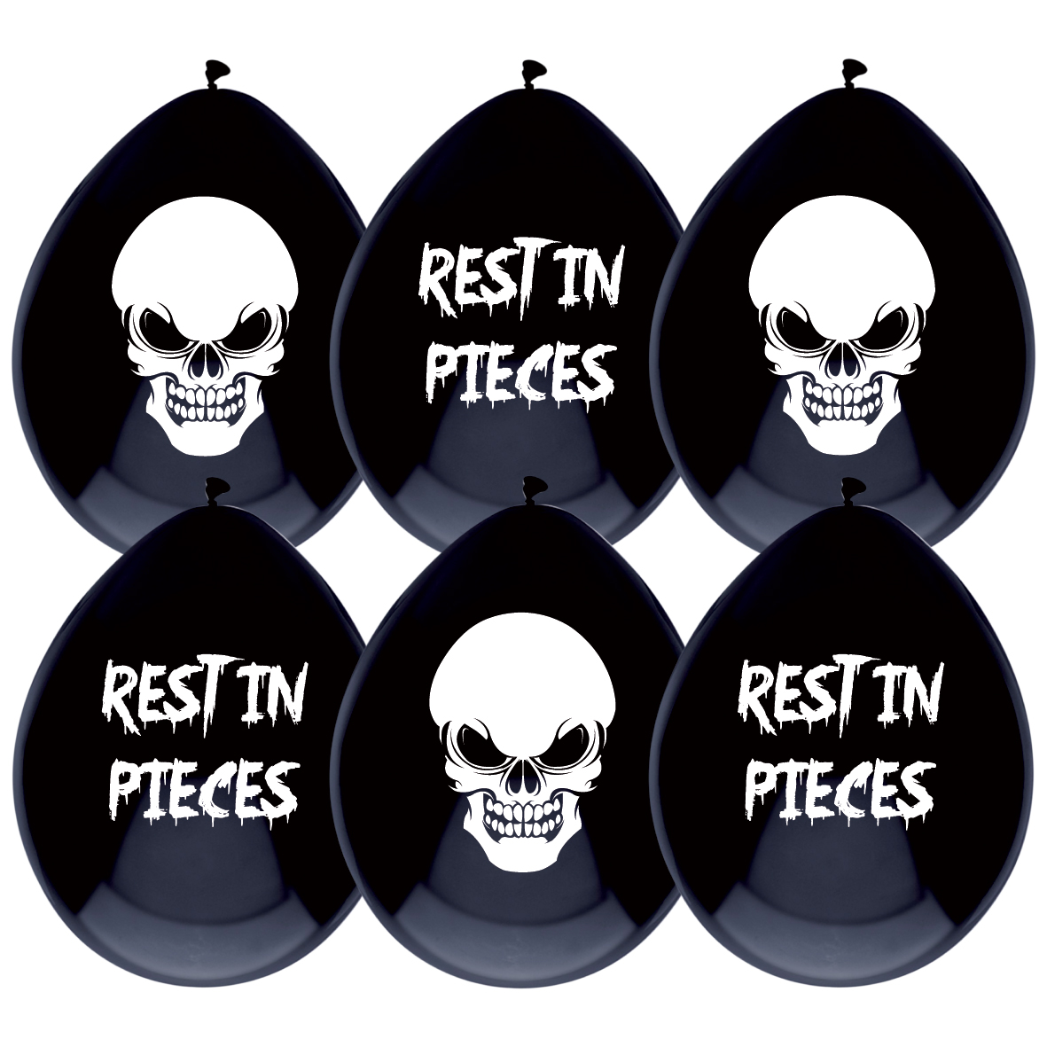 Ballonnen zwart rest in pieces 6st