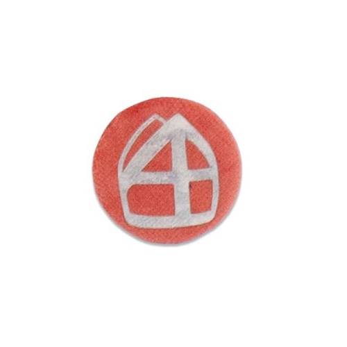 Baretspeld / button met mijter oranje