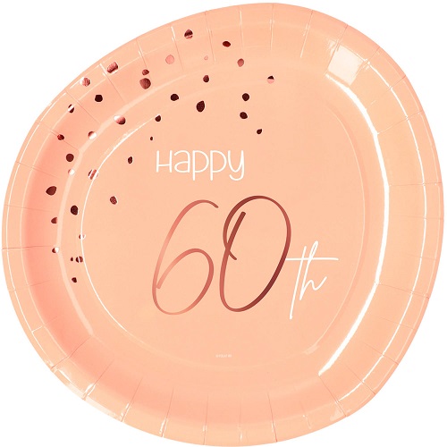 Bordjes Elegant Lush Blush 60 jaar 8st