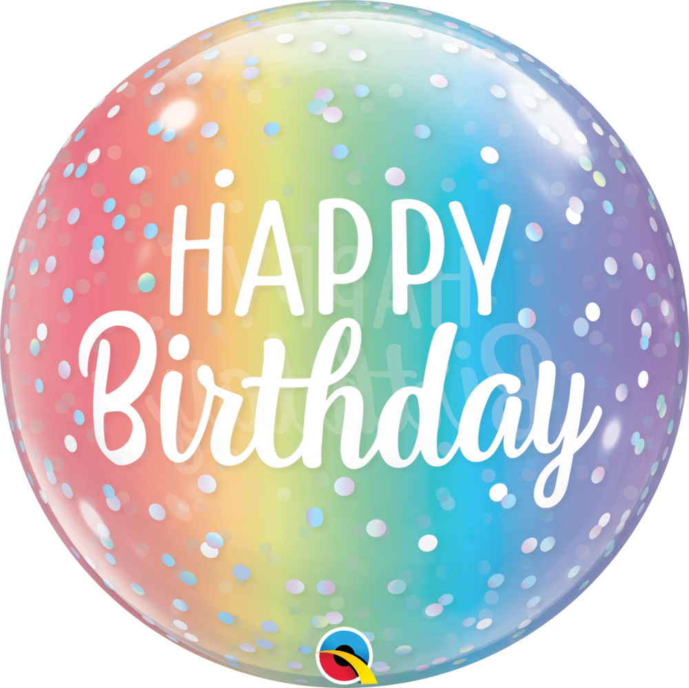 nevel aansporing gebouw Bubbles ballon happy birthday regenboog 56cm