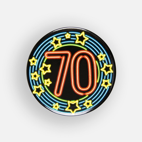 Button 70 jaar neon