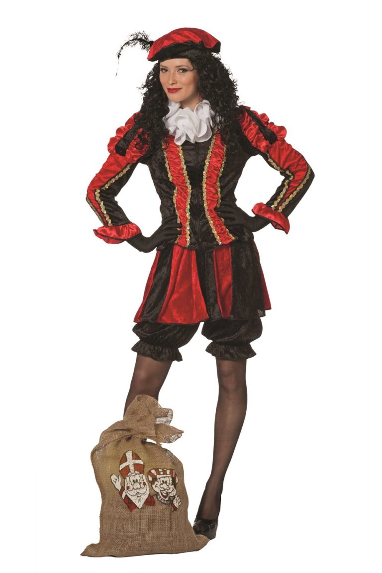 Dames Pietenpak met rokje rood/zwart