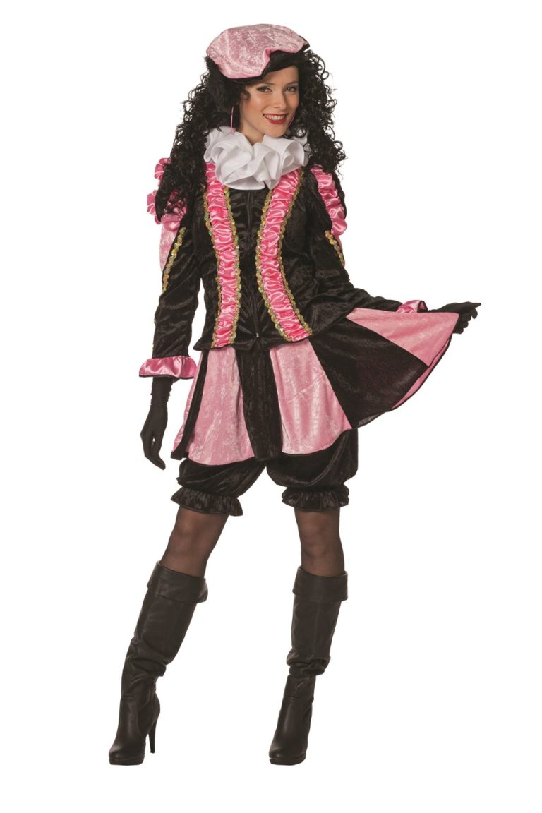 Dames Pietenpak met rokje roze/zwart - 40