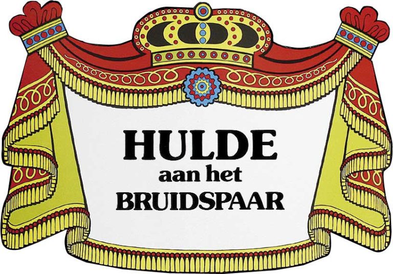 Deurbord huldeschild bruidspaar retro
