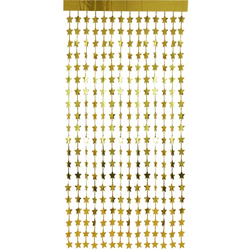 Deurgordijn goud met sterren 2x1mtr
