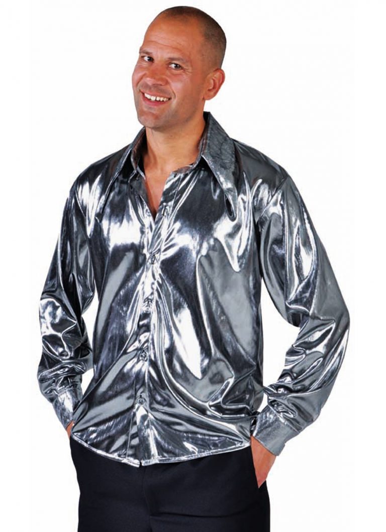 Disco blouse glimmend zilver - 42/44 Extra Small