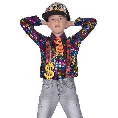 Disco blouse regenboog glitter - 140