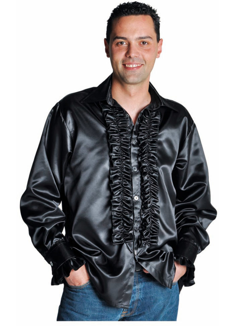 Disco ruche blouse zwart - 50/52 Medium
