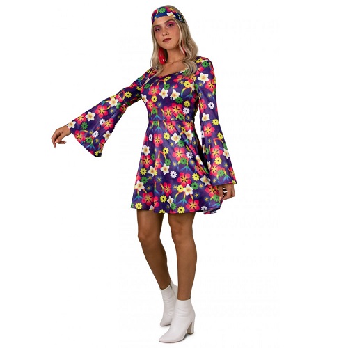 Flower Power jurkje paars 40