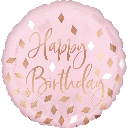 Folieballon blush birthday 43cm