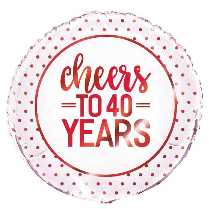 Folieballon cheers to 40 years 46cm