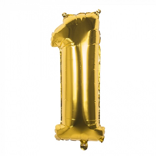 Folieballon cijfer 1 goud 66cm