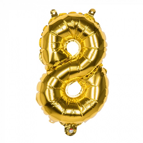 Folieballon cijfer 8 goud 66cm