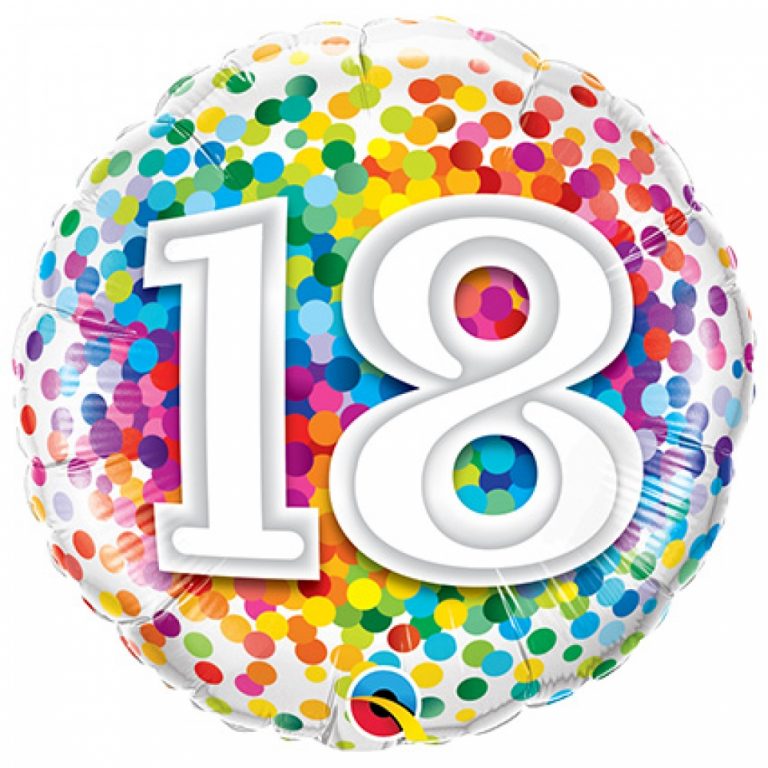 Folieballon confetti rainbow 18 46cm