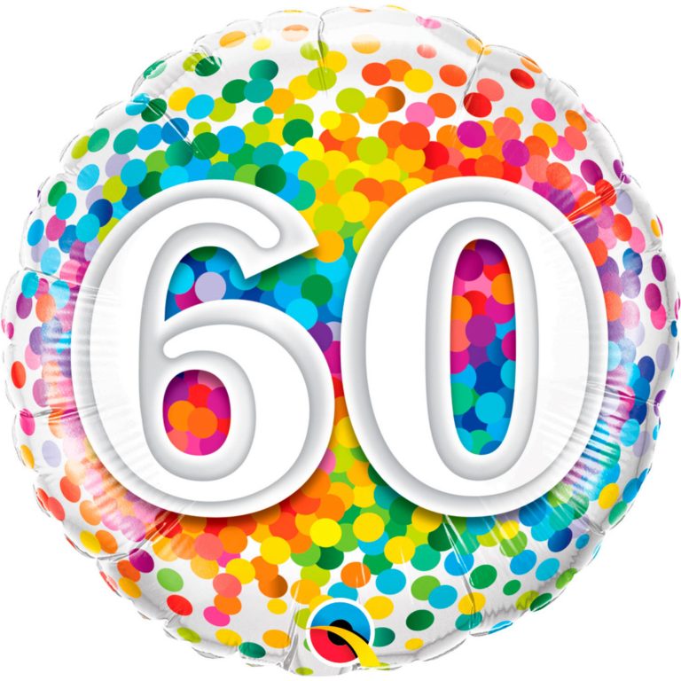 Folieballon confetti rainbow 60 46cm