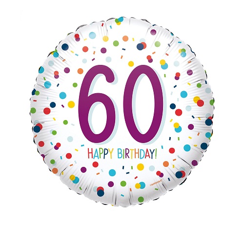 Folieballon confetti happy birthday 60